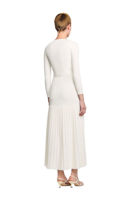 Sandro Cropped Rib Knit Cardigan In White