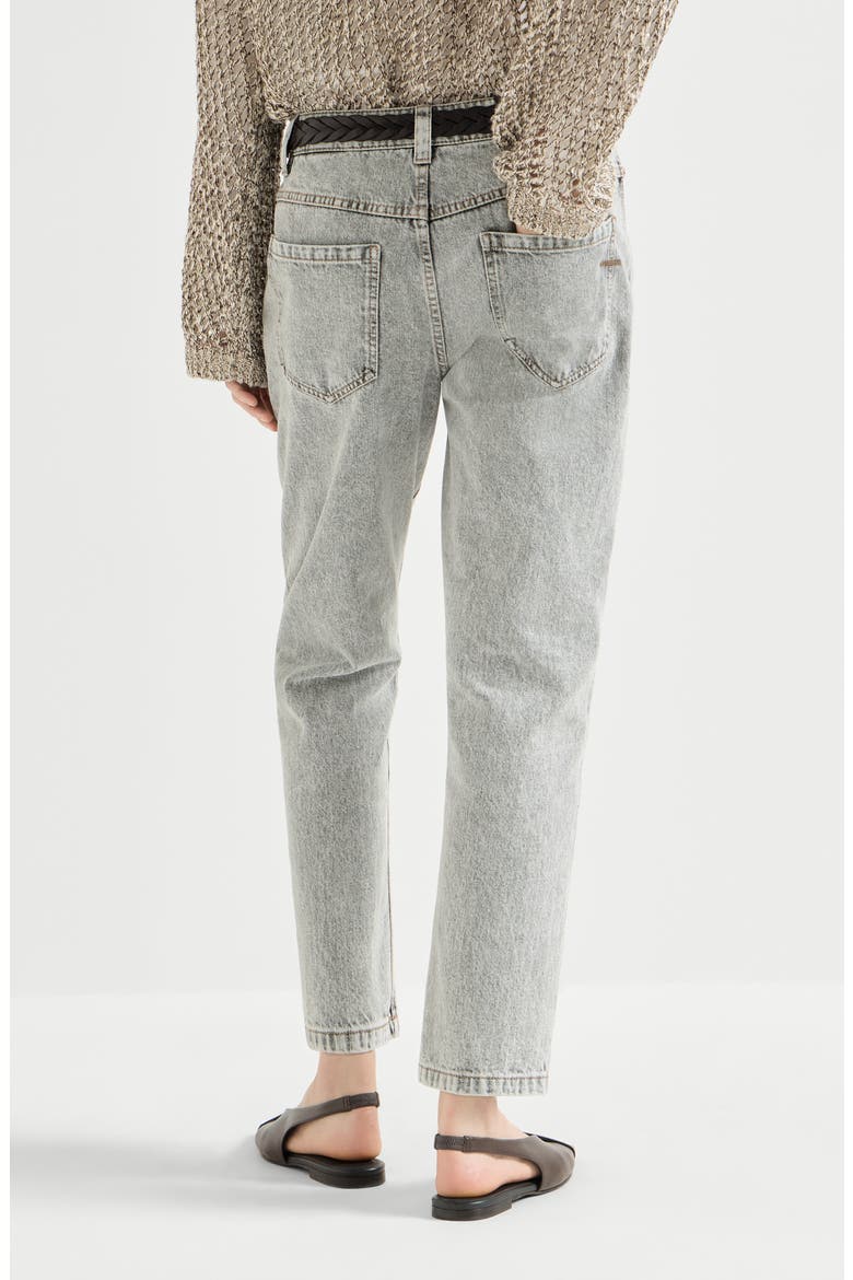 Authentic denim straight trousers with shiny bartack, Alternate, color, Light Grey
