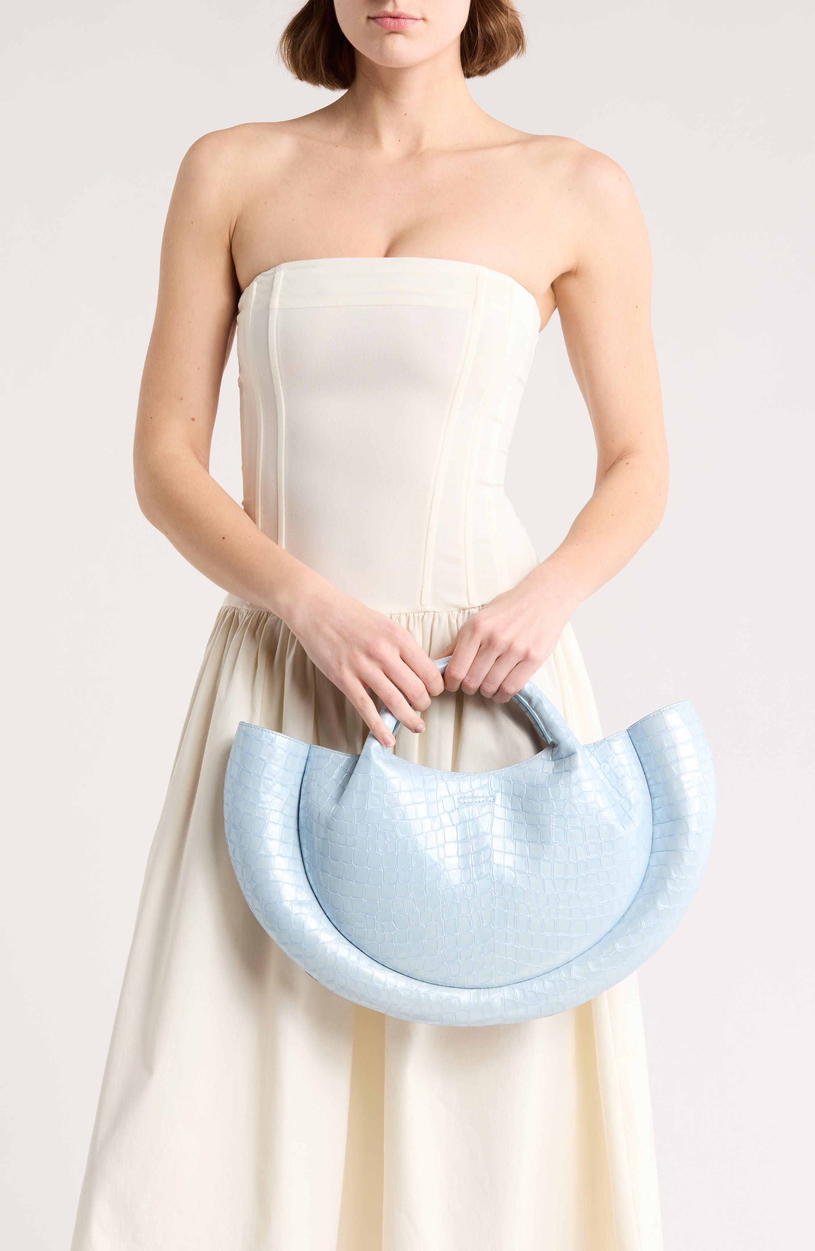 Cult Gaia Bella Croc-Embossed Leather Tote Bag, Alternate, color, 