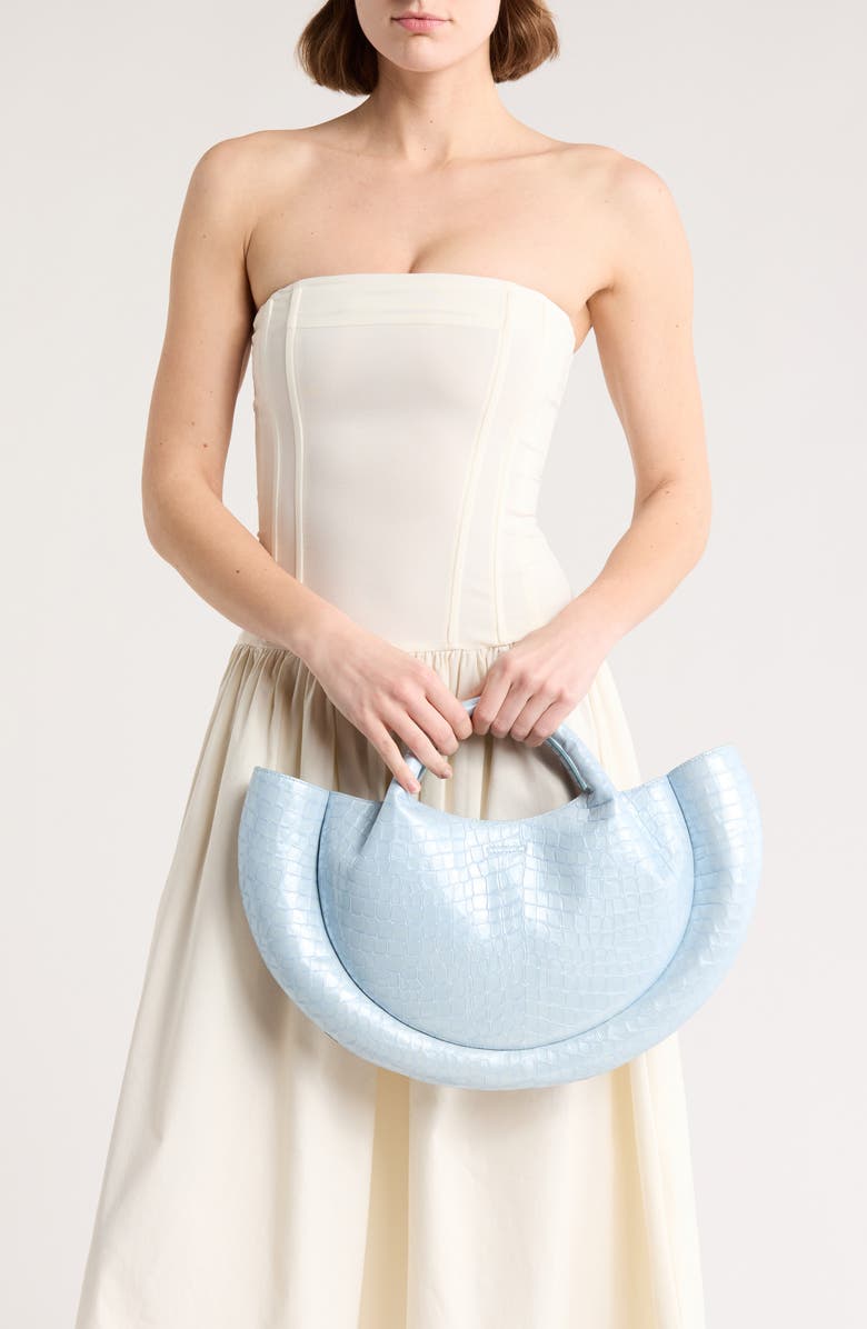 Cult Gaia Bella Croc-Embossed Leather Tote Bag, Alternate, color,