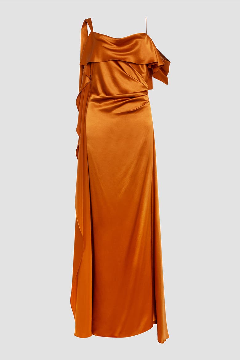 Lysa Silk Maxi Dress, Alternate, color, Cinnamon