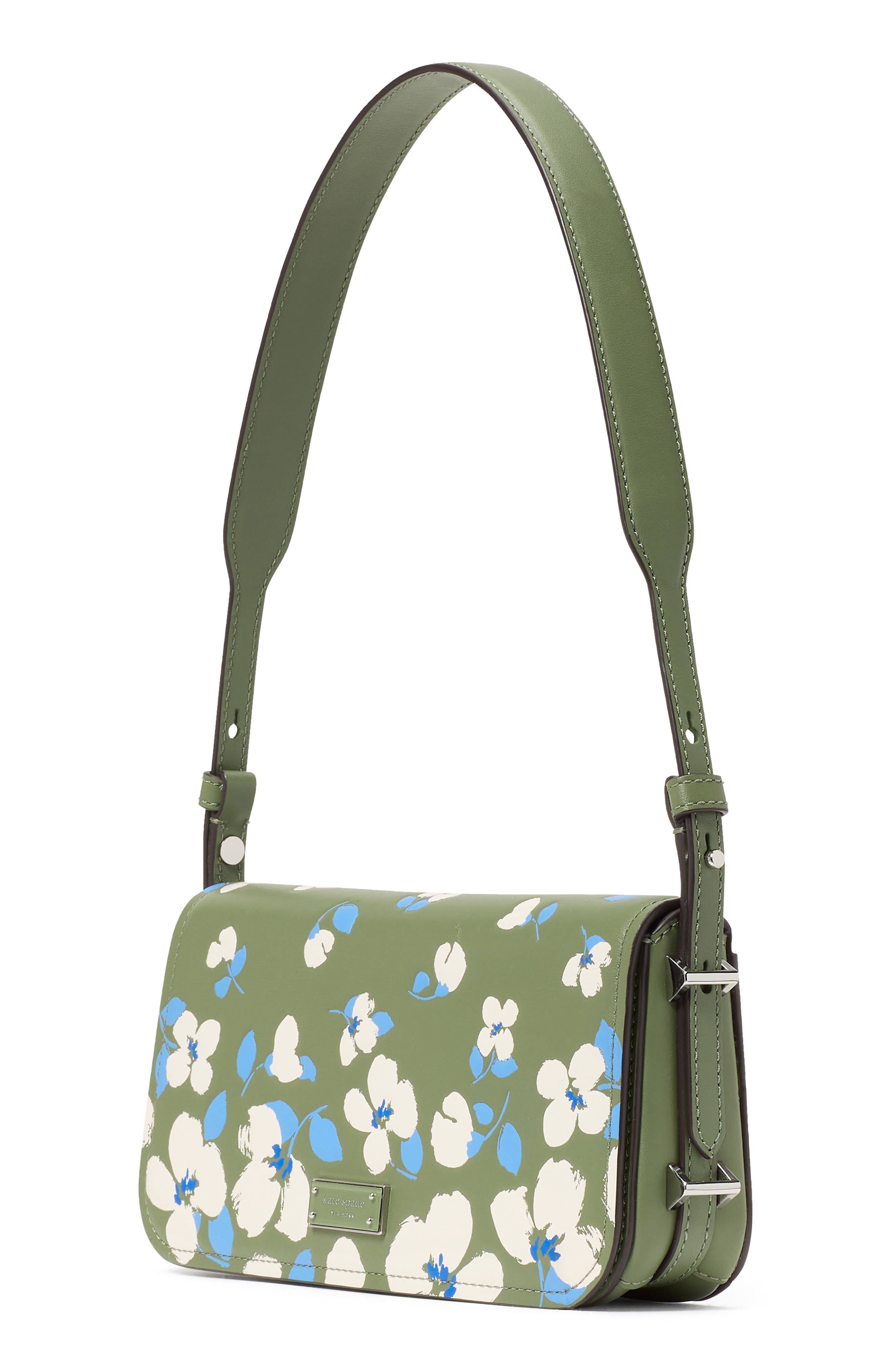 Kate Spade New York liv painterly bouquet embossed leather shoulder bag, Alternate, color, 