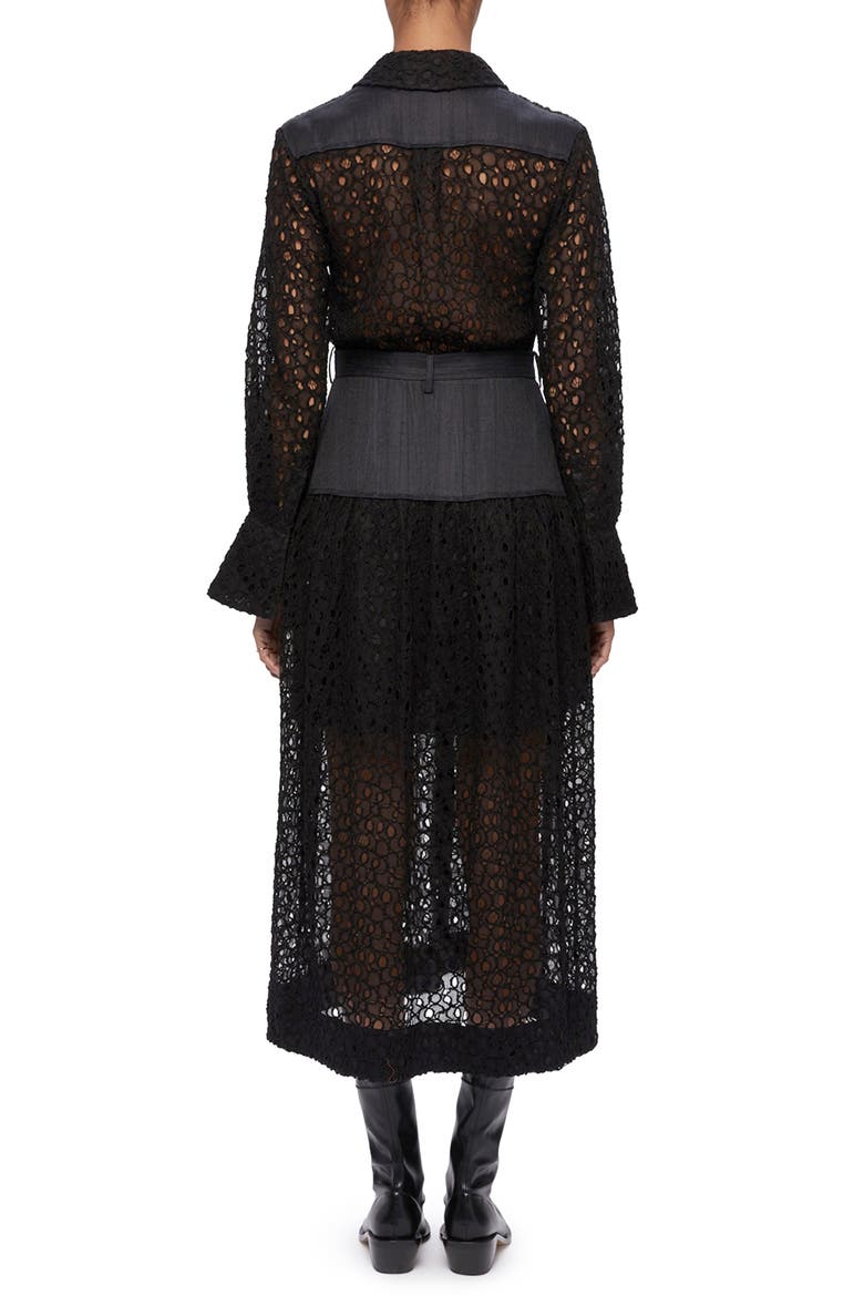 Zuma Utility Lace Patchwork Shirtdress, Alternate, color, BLACK