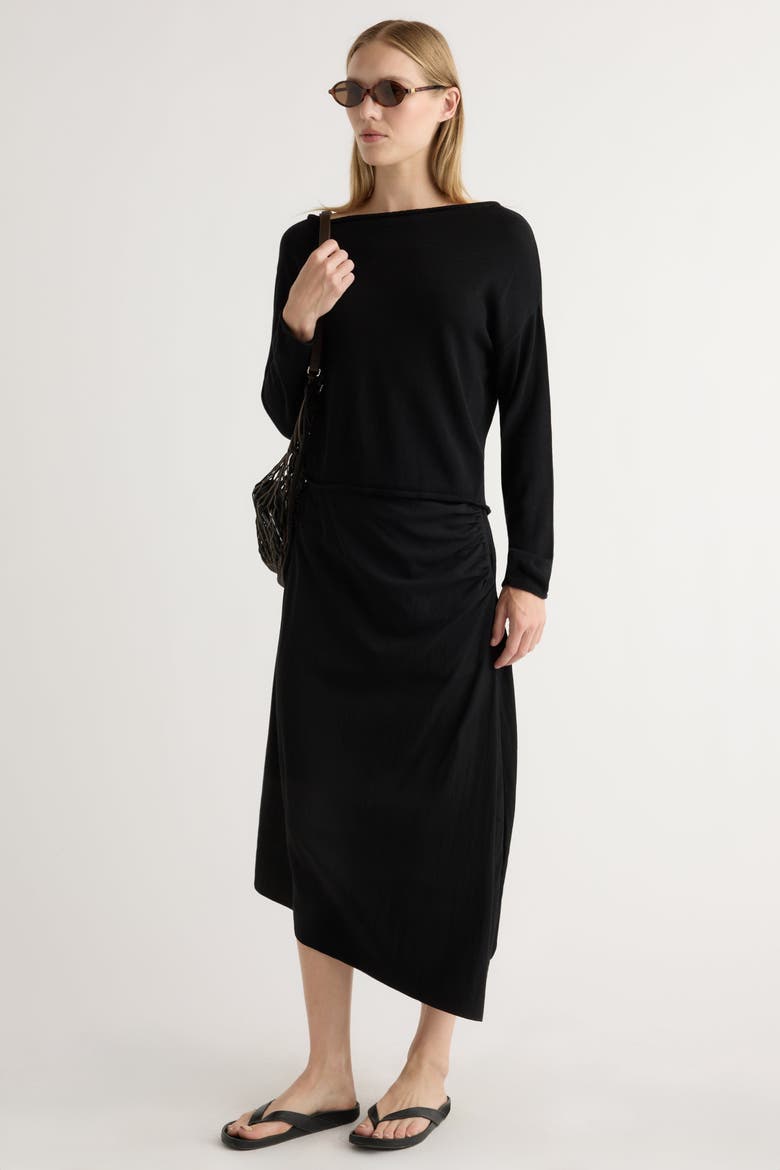 Hachi Tencel-Wool Off-Shoulder Sweater, Alternate, color, Black