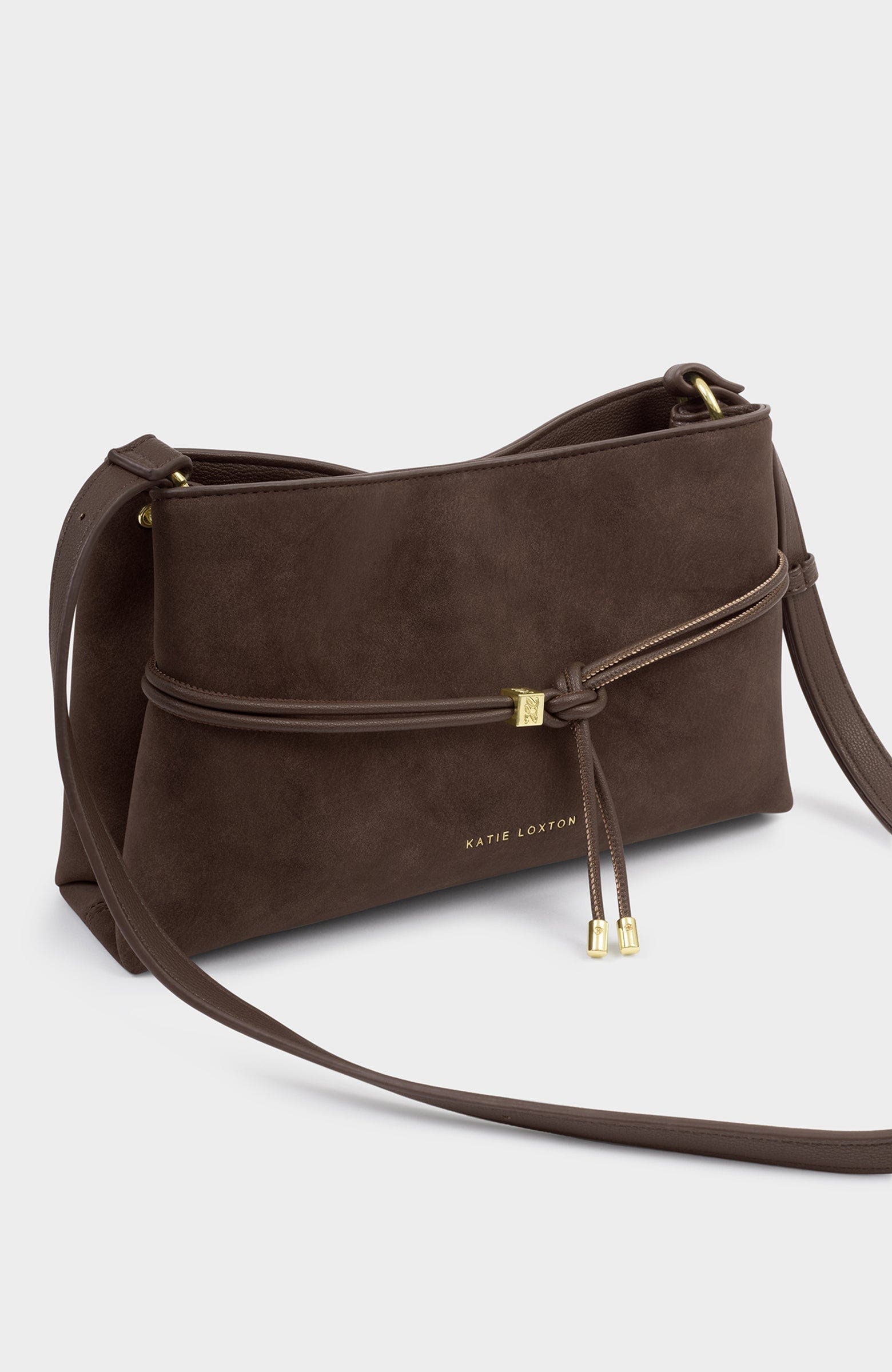 Katie Loxton Lori Suedette Crossbody Bag, Alternate, color, Bitter Chocolate
