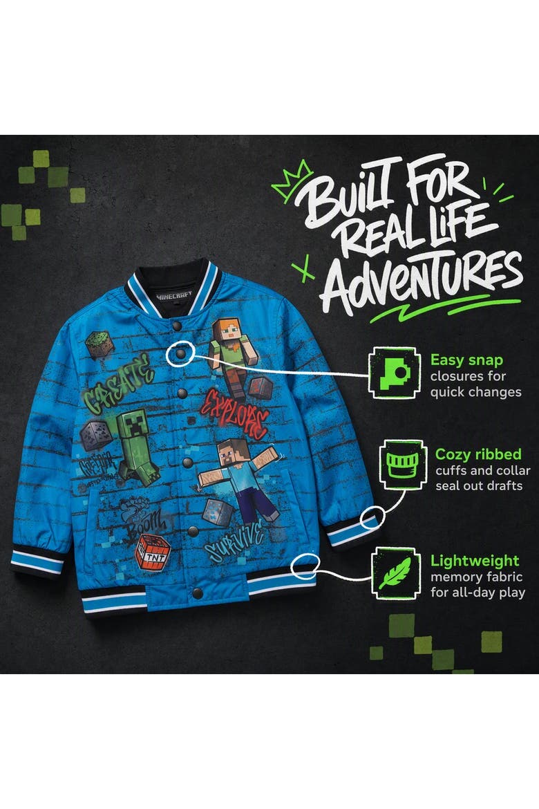 Varsity Bomber Jacket (little Kid & Big Kid), Alternate, color, Teal Black