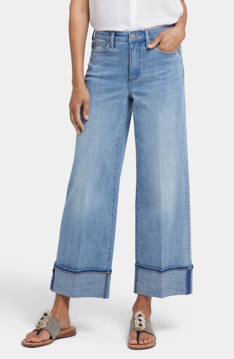 Teresa Cuffed Ankle Wide Leg Jeans (Petite)