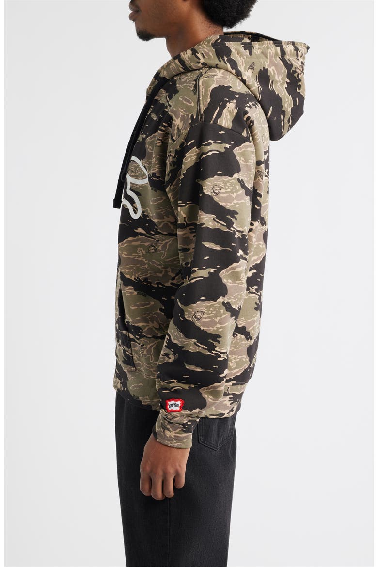 Tiger Zip-Up Cotton Graphic Hoodie, Alternate, color, CAMO