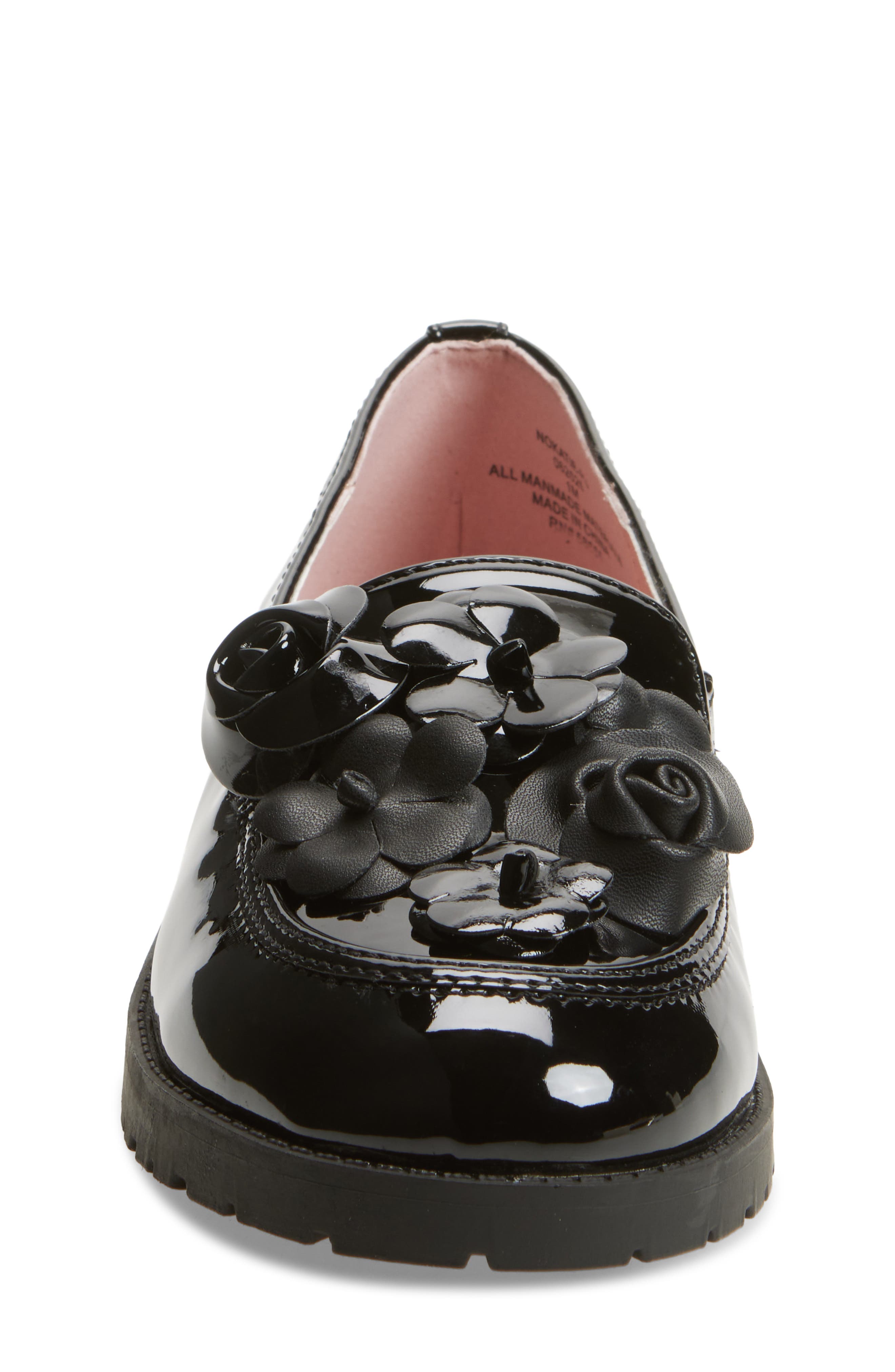 Nordstrom Kids' Katie Floral Loafer, Alternate, color, Black