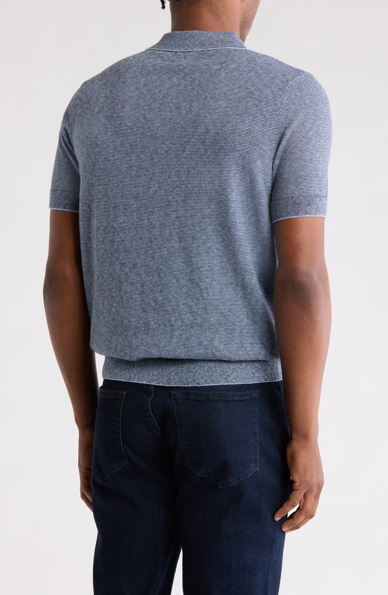 14th & Union Organic Cotton & Cashmere Blend Sweater Polo, Alternate, color, Blue Skyway Feeder Stripe