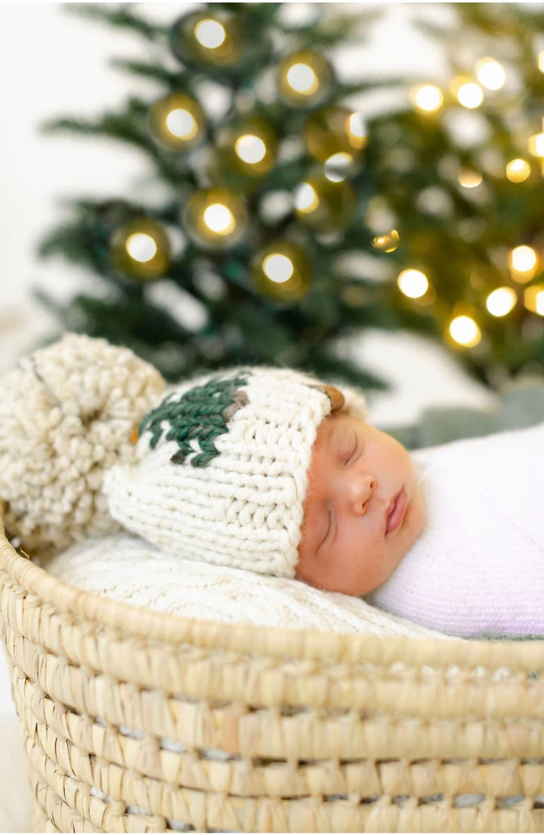 PINE + POPPY Christmas Tree Pompom Hat, Alternate, color, 