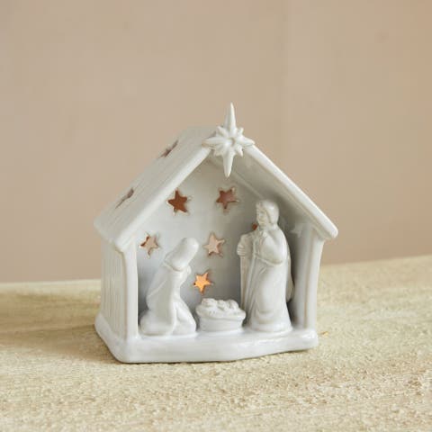 Stoneware Holy Family Tealight Holder