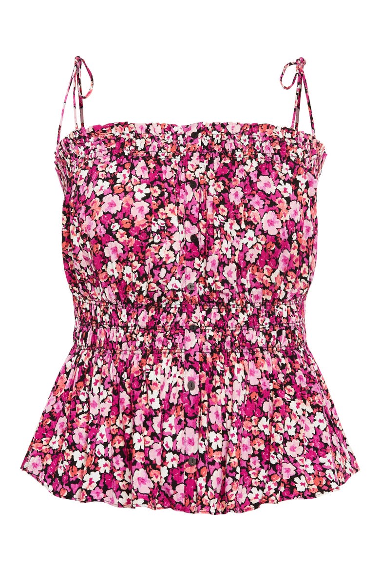 Lyla Floral Tie Strap Peplum Tank, Alternate, color, DITSY FLORAL