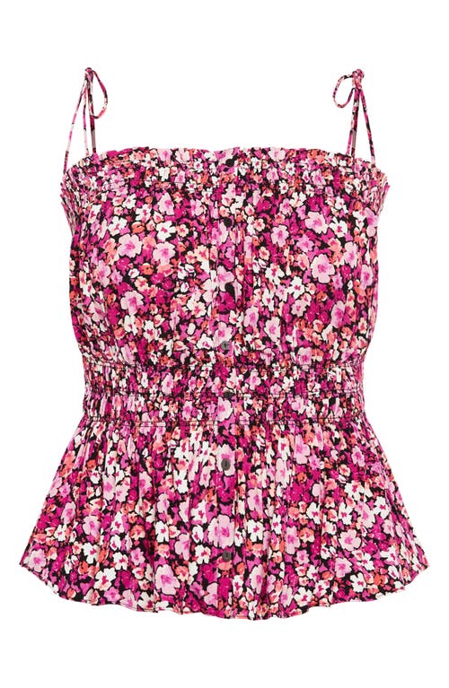City Chic Lyla Floral Tie Strap Peplum Tank In Multi
