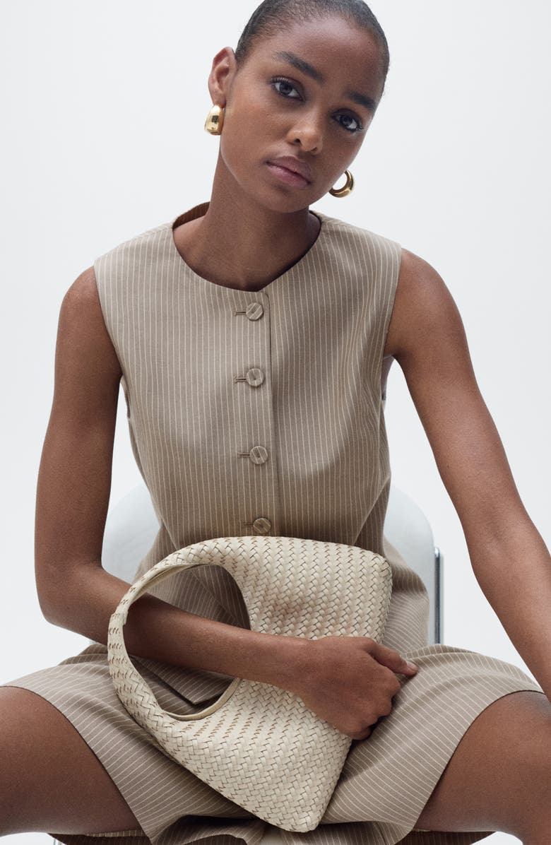 MANGO Vivian Stripe Suit Vest, Alternate, color, Medium Brown