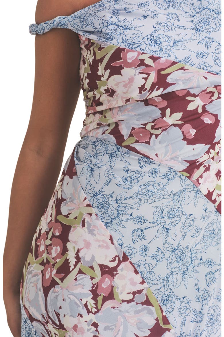 Floral Print Twist Detail Ruffle Dress, Alternate, color, Pale Blue