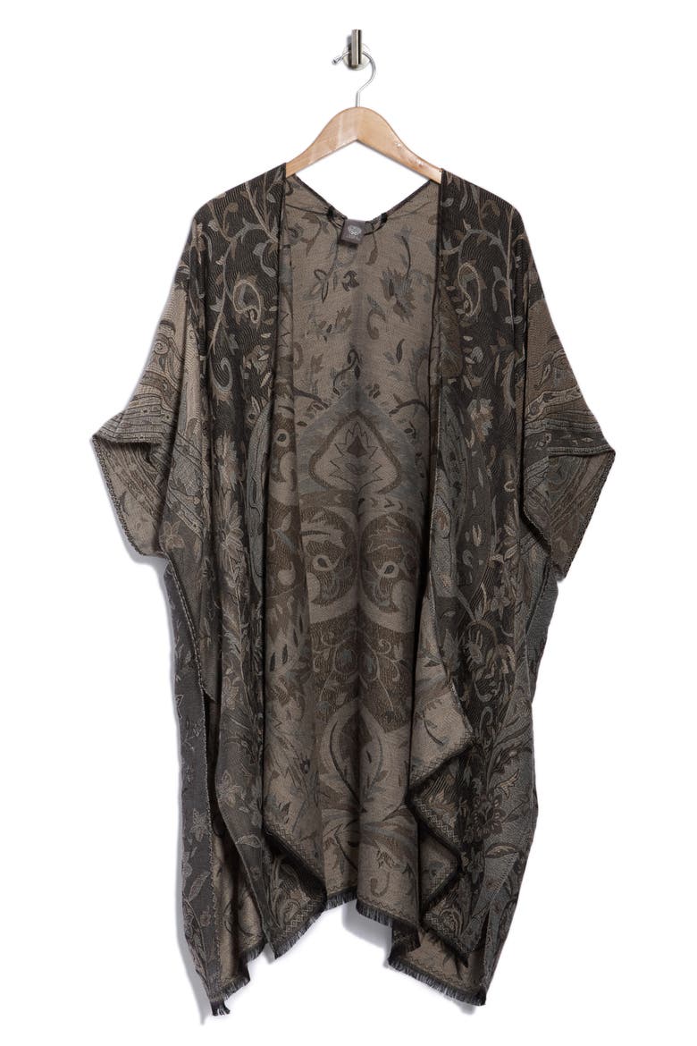 Paisley Jacquard Topper, Alternate, color, BLACK GREY