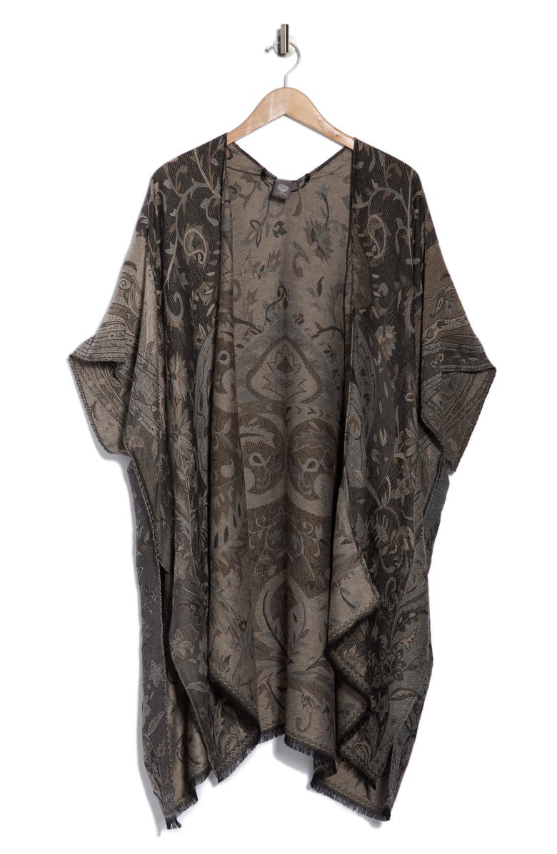 Vince Camuto Paisley Jacquard Topper, Alternate, color, Black Grey