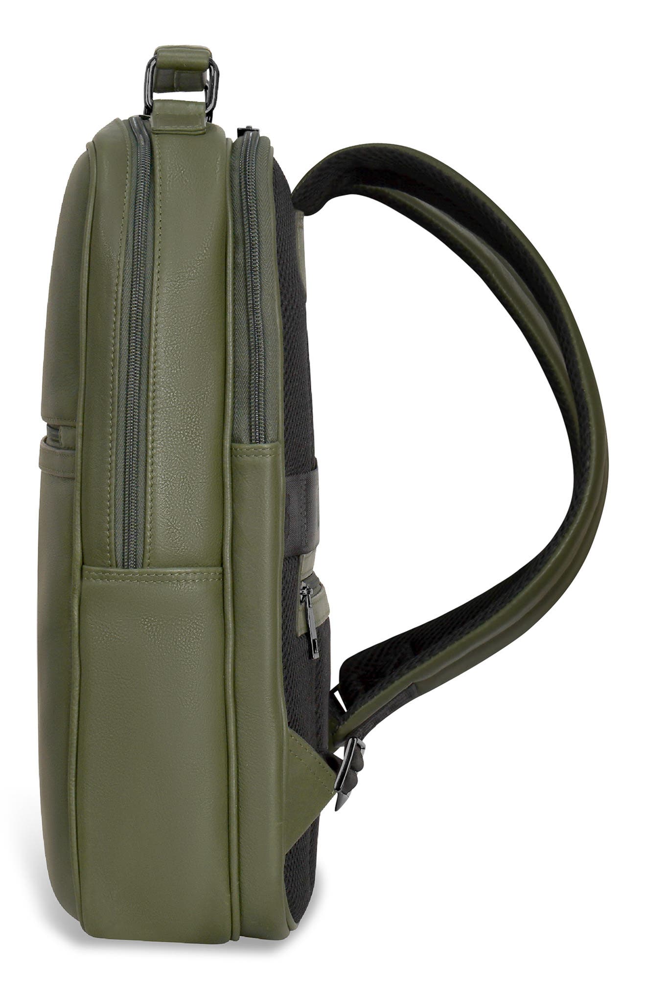 CHAMPS Compact Leather Travel Backpack, Alternate, color, Khaki