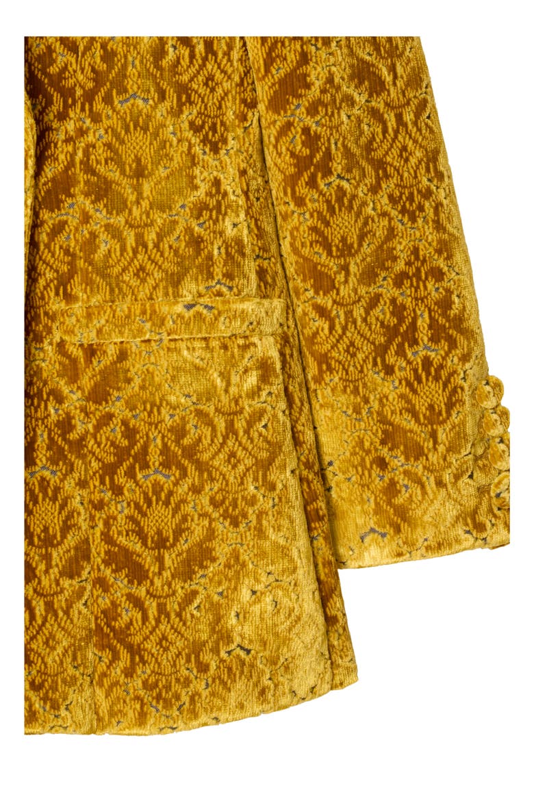 Baroque Velvet Blazer, Alternate, color, Pear yellow