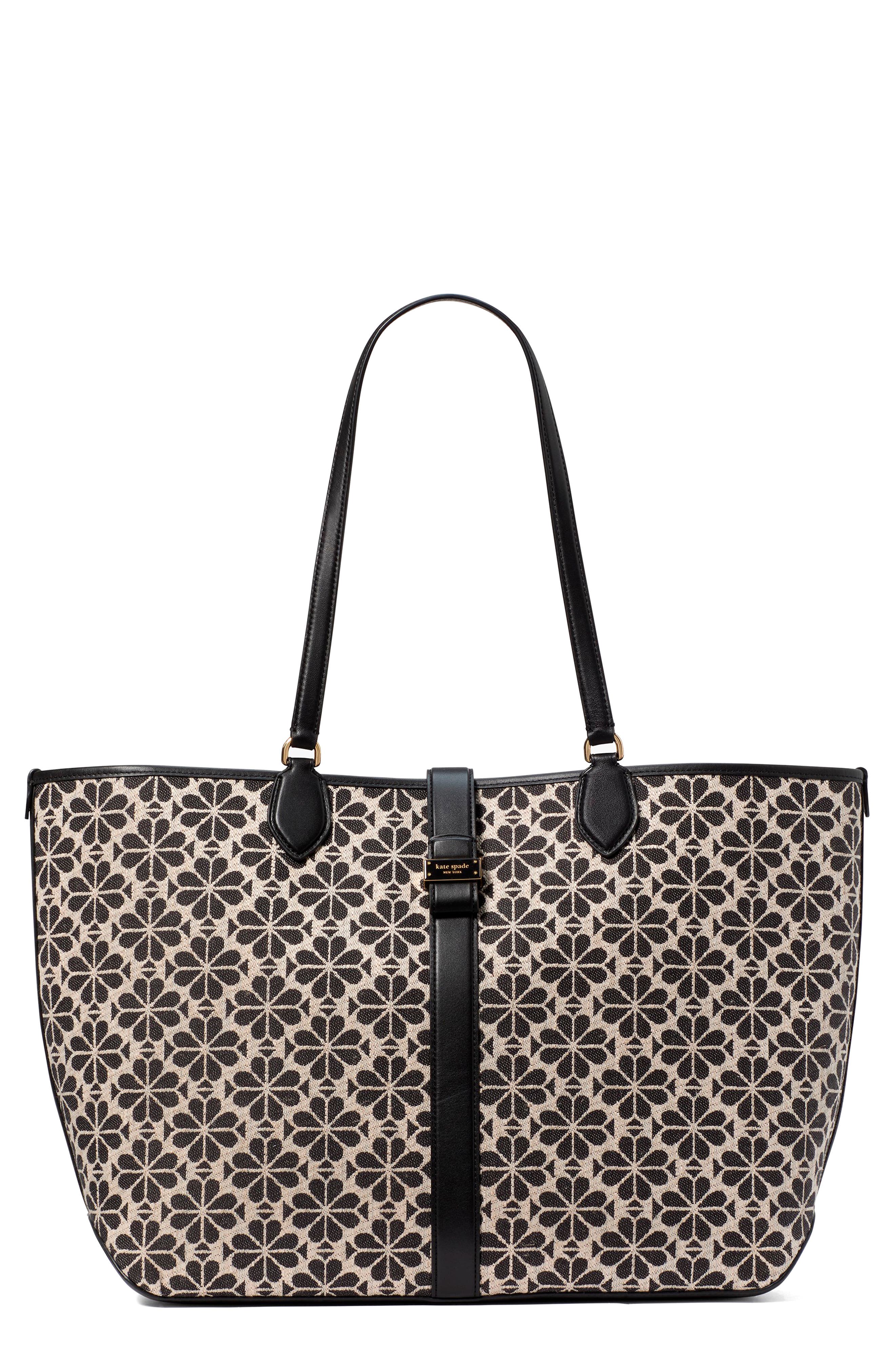 large spade floral jacquard tote