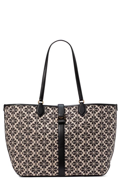 large spade floral jacquard tote