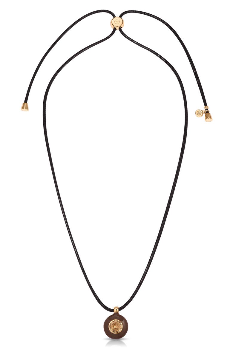 Circle Stone Cord Pendant Necklace, Main, color, SMOKEY QUARTZ