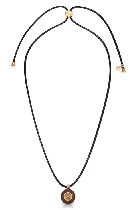 Circle Stone Cord Pendant Necklace