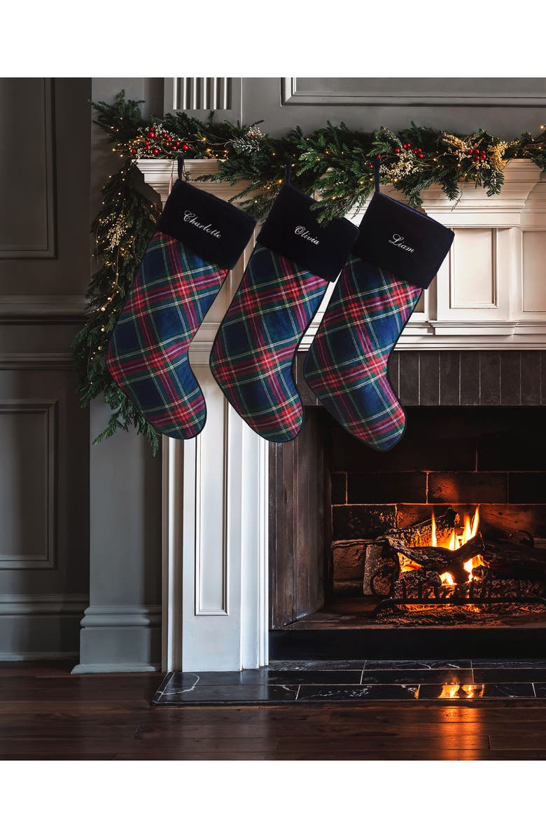 Petite Plume Windsor Tartan Cotton Blend Stocking, Alternate, color, Navy