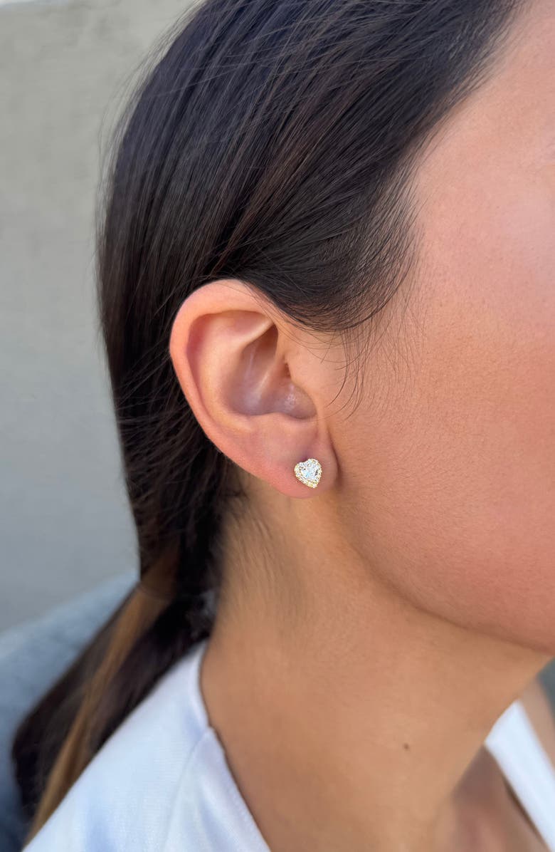 Adornia Halo Heart Stud Earrings, Alternate, color, Gold