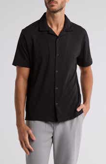 DENIM AND FLOWER Short Sleeve Knit Button-Up Shirt