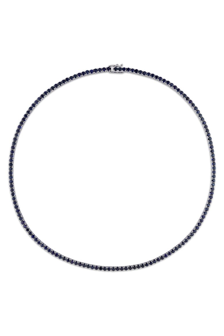 Gemstone Tennis Necklace 14k Gold, Alternate, color, Blue Sapphire