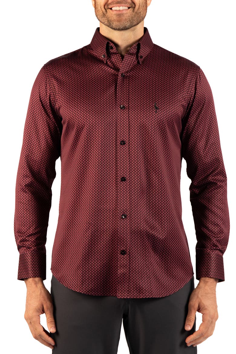 Diamond Printed Performance Shirt, Main, color, WINE