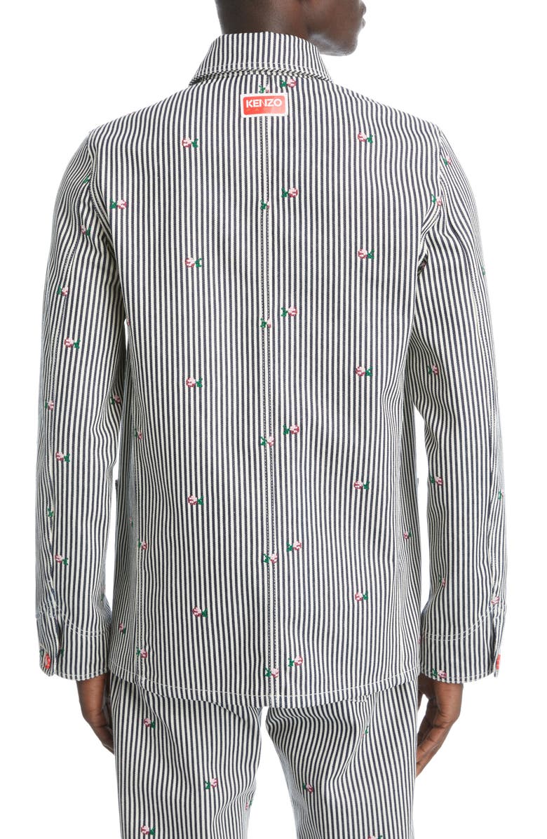 KENZO Rinse Stripe Workwear Denim Shirt Jacket, Alternate, color, 