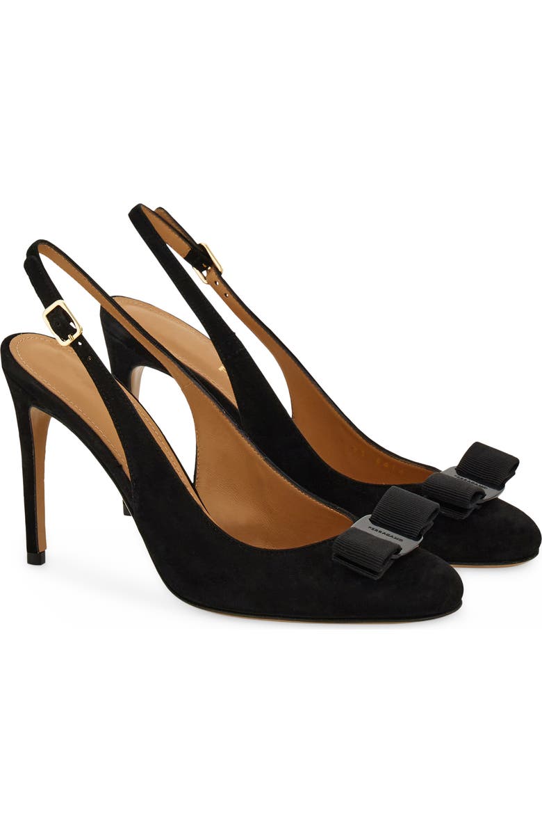 FERRAGAMO Vara Bow Slingback Stiletto Pump, Main, color, Nero