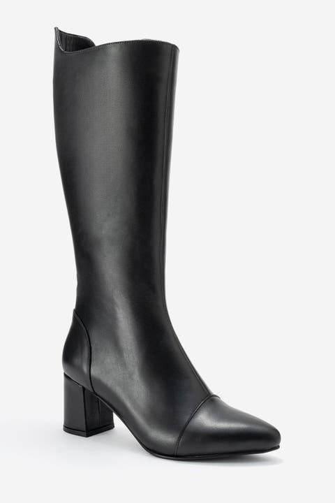 Osmera Leather Block Heel Knee High Boot