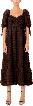 Endless Rose Texture Puff Sleeve Maxi Dress