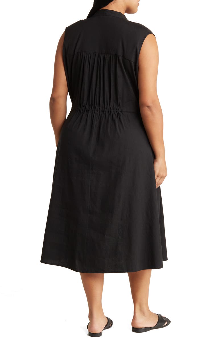 Vince Sleeveless Linen Blend Midi Dress, Alternate, color, Black