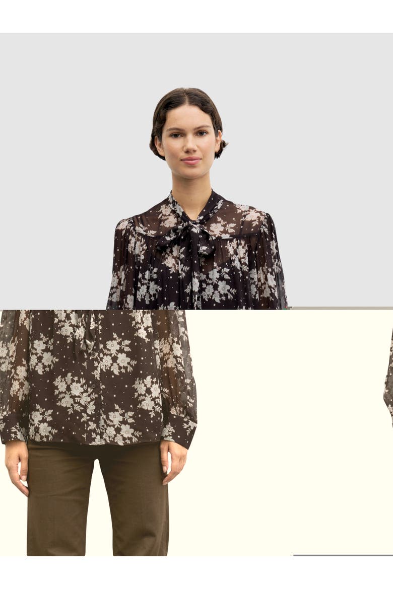 Loa Tie Neck Shirt, Main, color, Brown