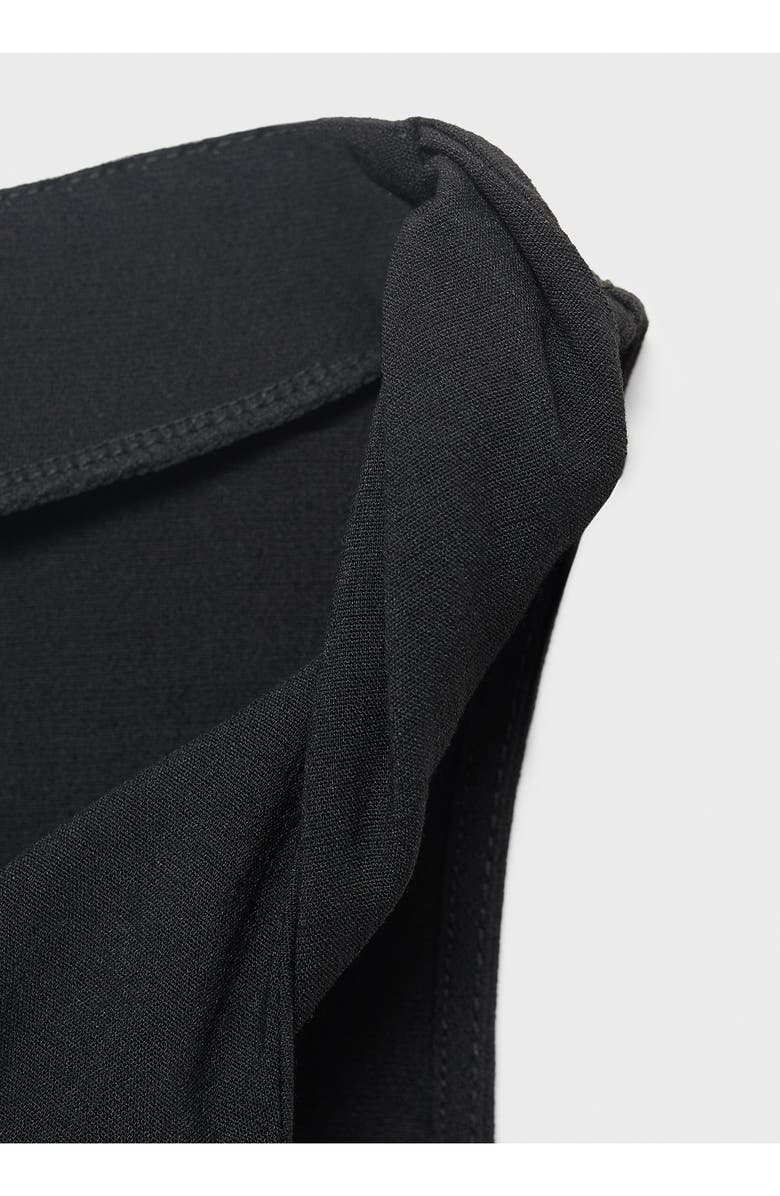 MANGO Asymmetric Drape Crop Top, Alternate, color, Black