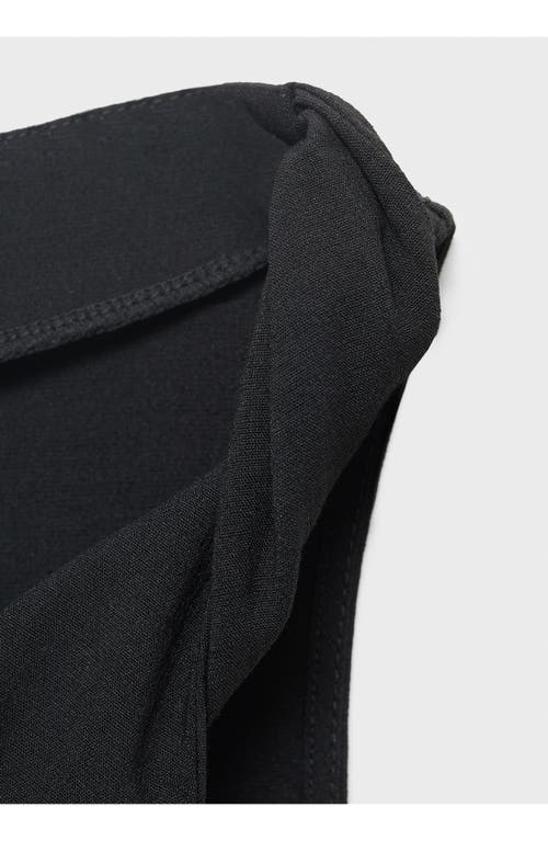 Mango Asymmetric Drape Crop Top In Black