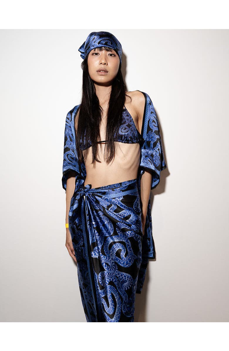 Monzlapur Silk Serpent Noir Scarf, Alternate, color, Electric Blue