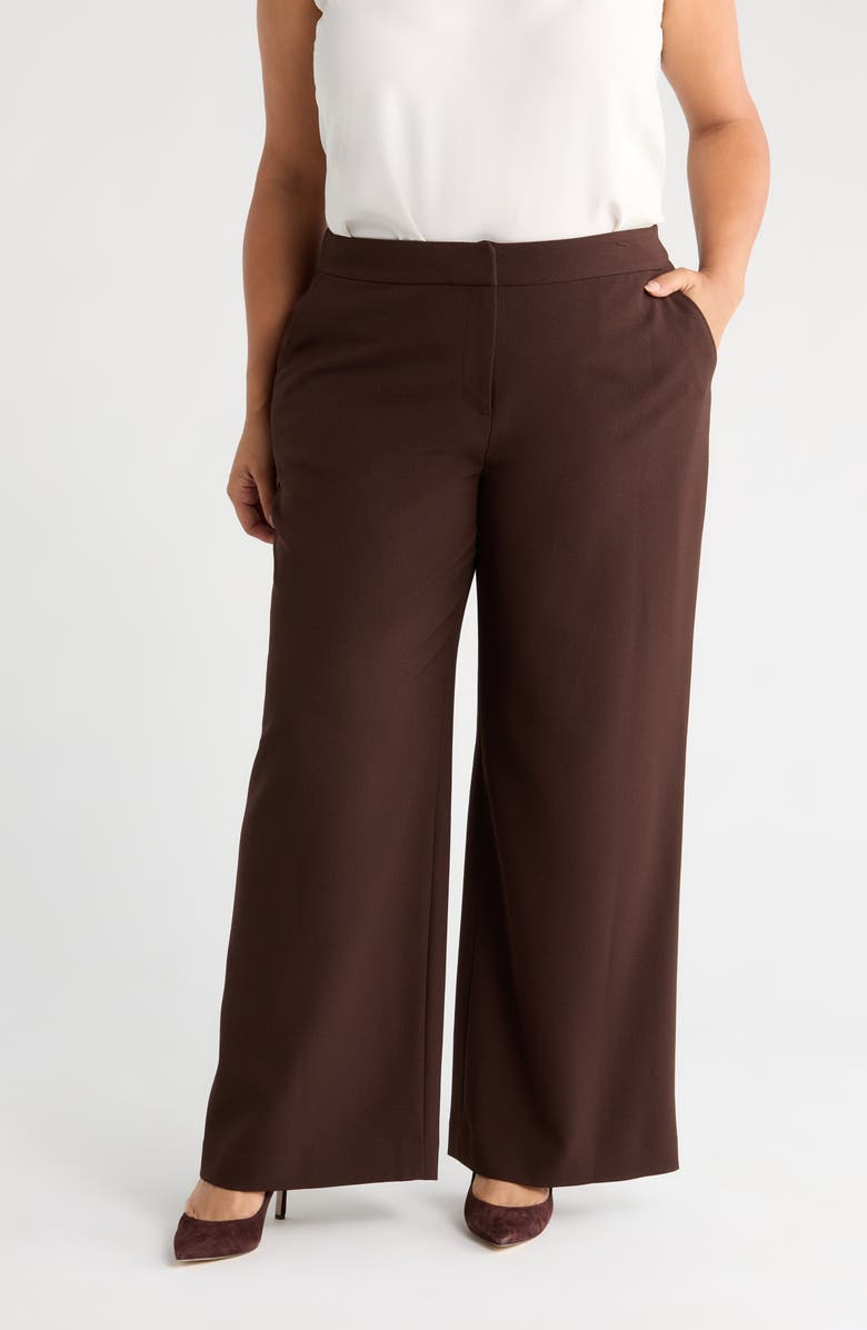 Tahari ASL Wide Leg Pants, Main, color, Espresso