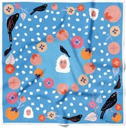 Centinelle Snow Monkey and Persimmons Cotton Silk Bandana