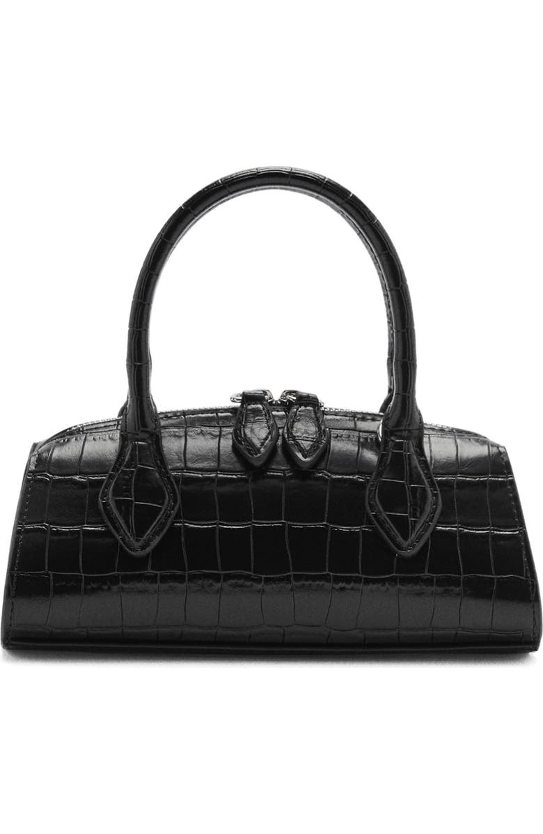 MANGO Croc Embossed Faux Leather Satchel, Main, color,