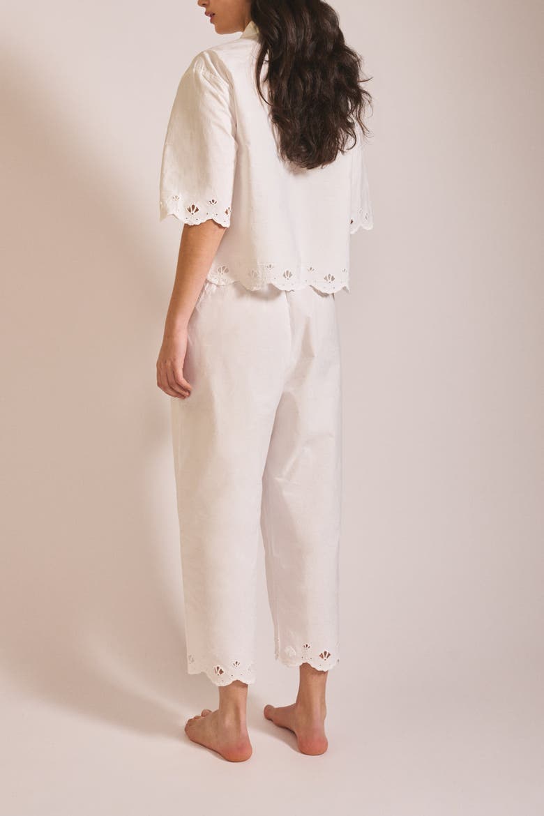 Cotton Shell Cropped Pajamas, Alternate, color, White Shell