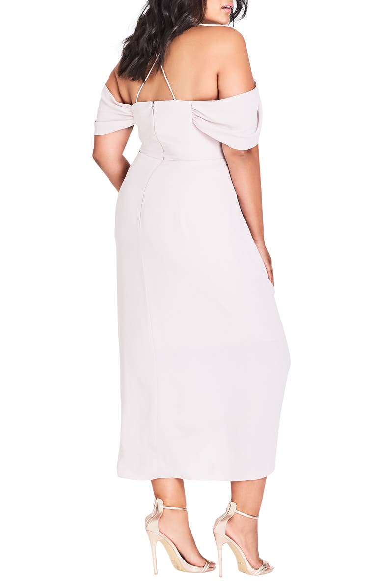 City Chic Entwine Cold Shoulder Tulip Midi Dress, Alternate, color, 