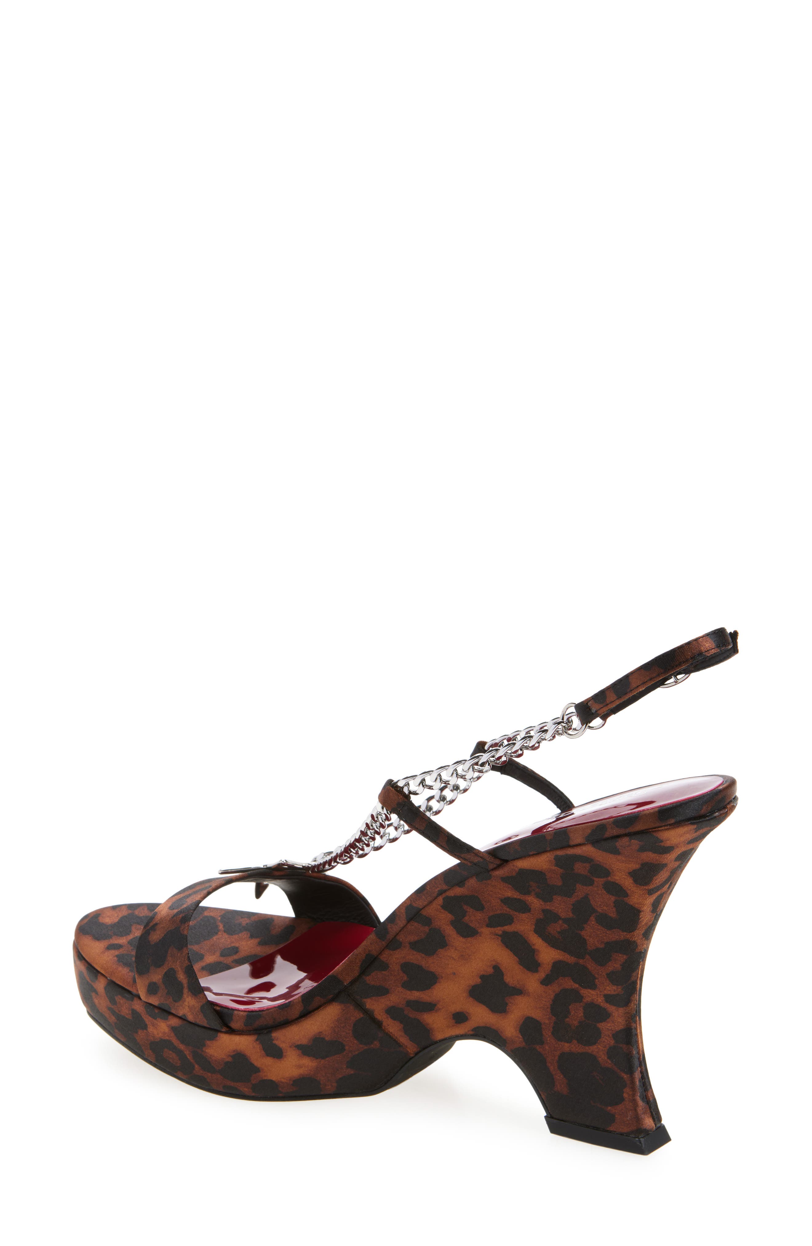 Jeffrey Campbell Hottie Slingback Wedge Satin Sandal, Alternate, color, Tan Cheetah Satin/ Silver