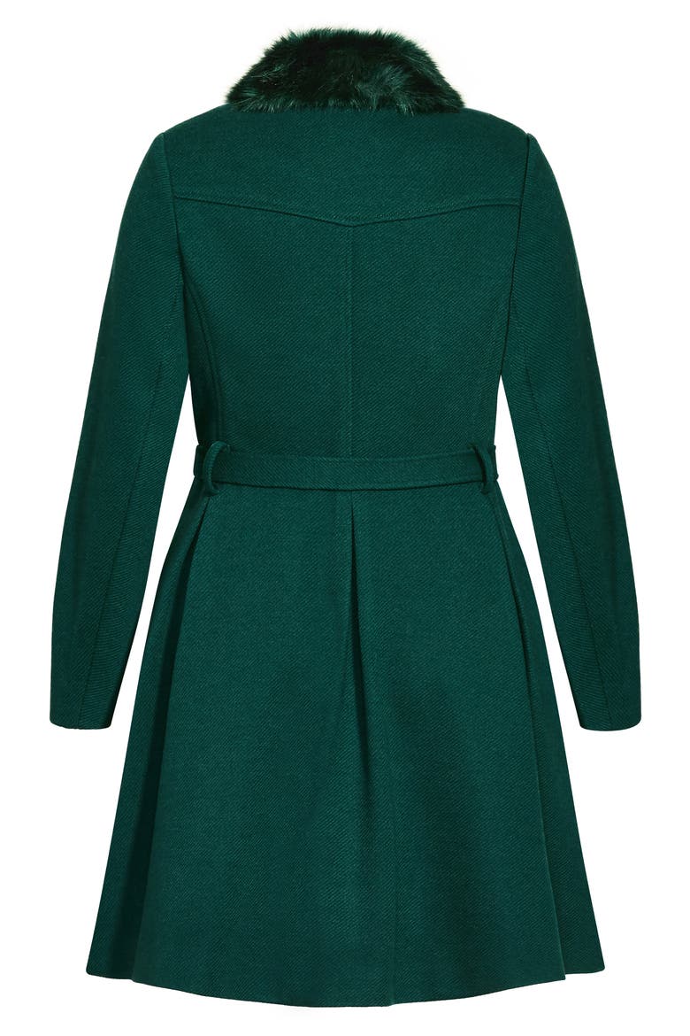 Rosemary Faux Fur Collar Coat, Alternate, color, JADE