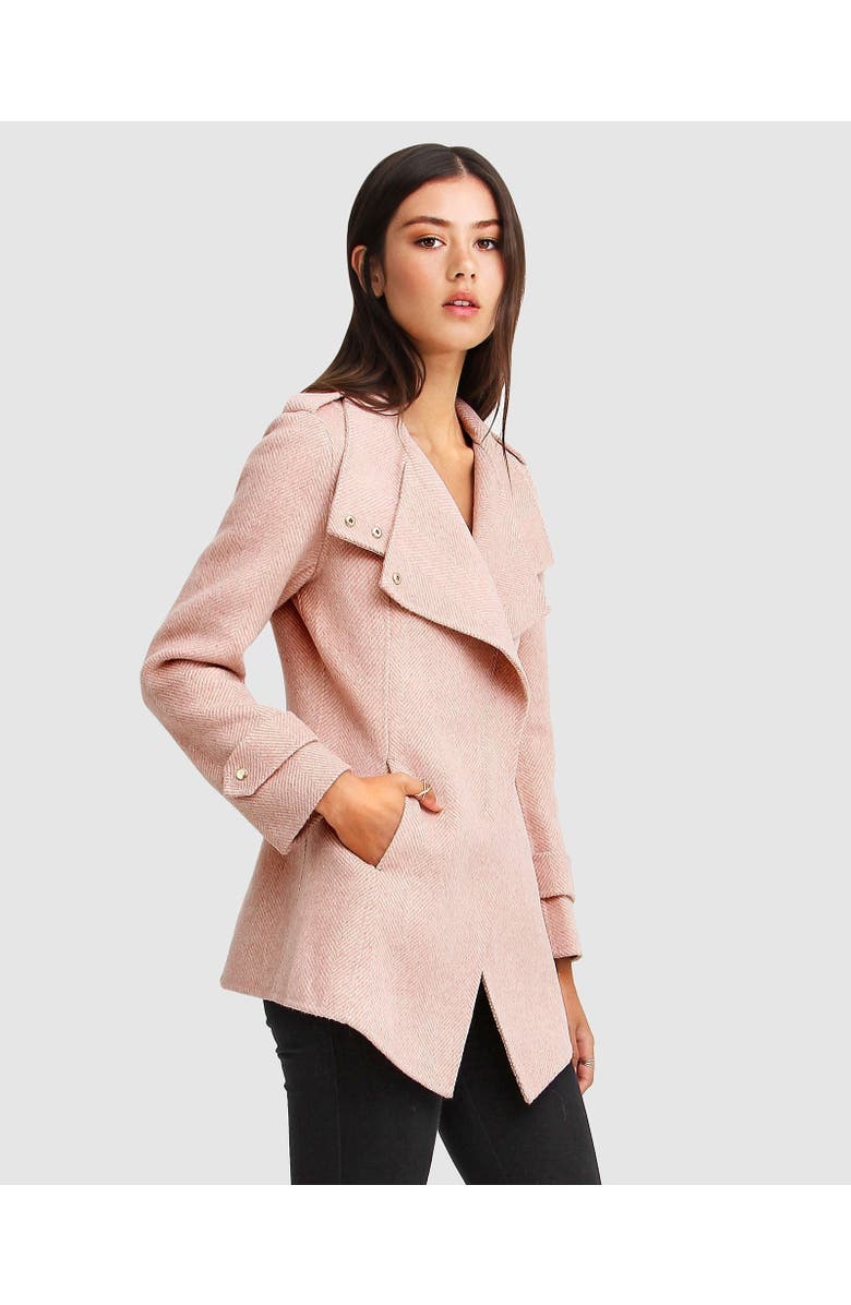 Belle & Bloom Bad Girl Wool Blend Moto Coat, Alternate, color, Blush
